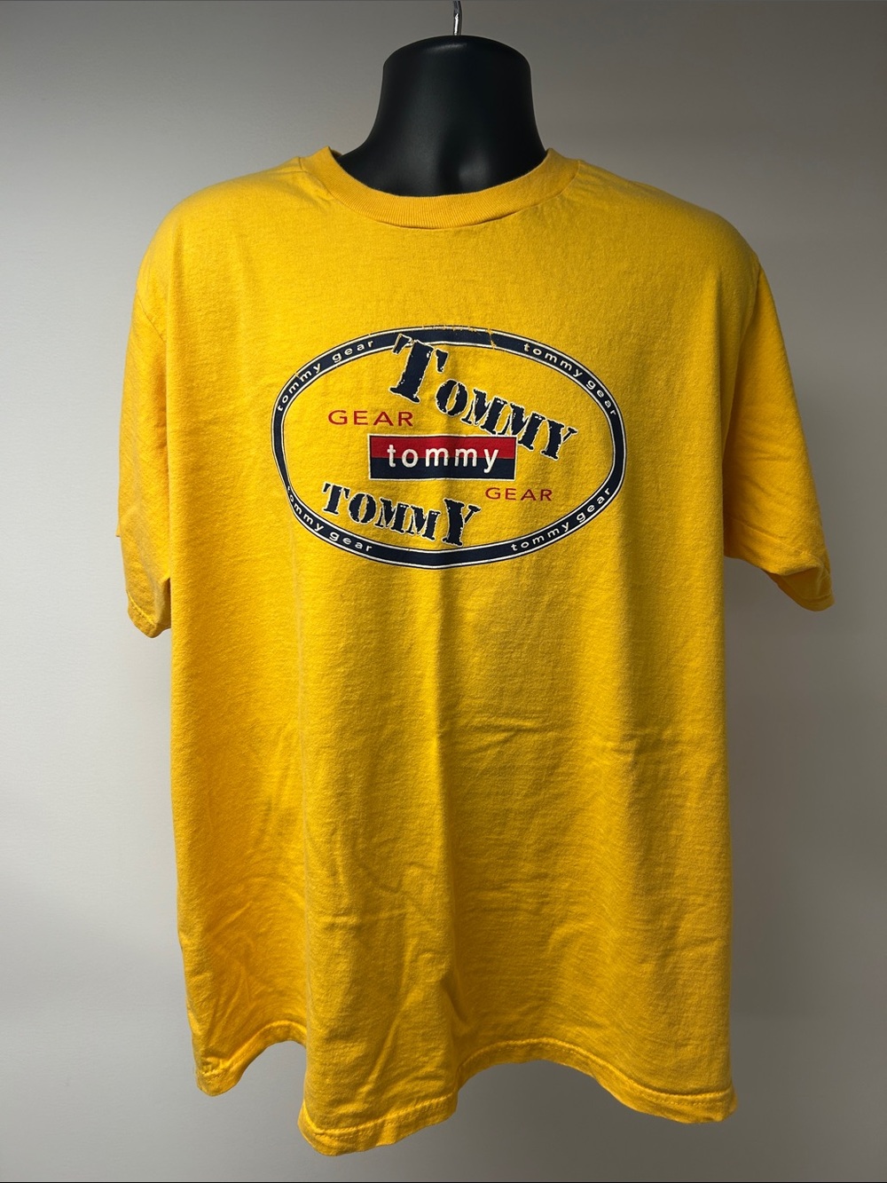 VTG 90s Bootleg Tommy Gear Graphic T-Shirt XL Yellow Fruit of the Loom